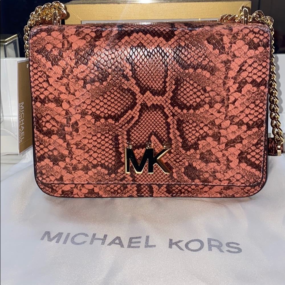 Michael Kors Peach Snakeskin Shoulder Bag
